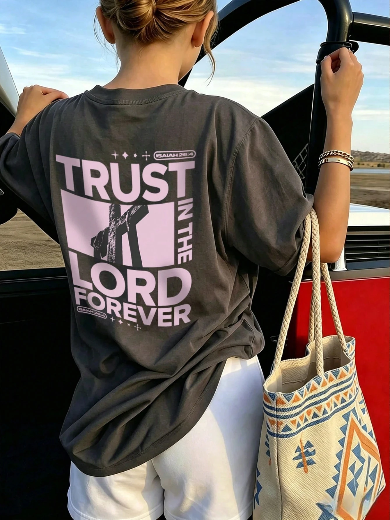 Kids Girls Christian Graphic T Shirt Trust in the Lord Forever Pink Cross Print Short Sleeve Casual Faith Inspirational Top