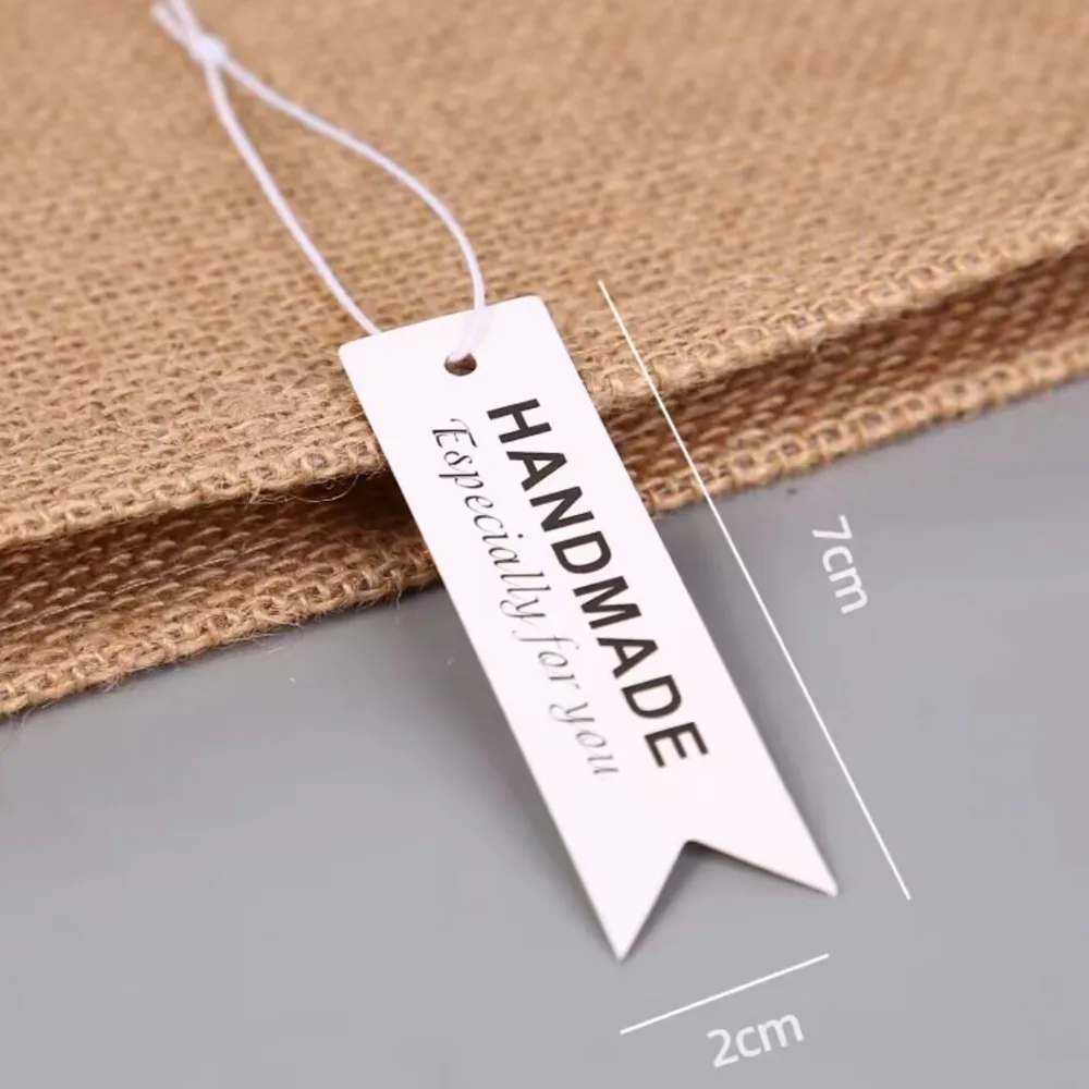 100pcs Blank Card Jewelry Label, Clothing Hang Tag with Elastic Rope