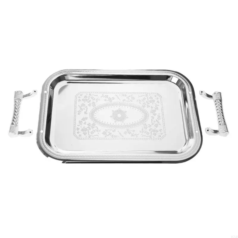 97QD Nordic Stainless Steel ที่ให้บริการถาดพร้อมกับ Handles Coffee Bar Plate Plate