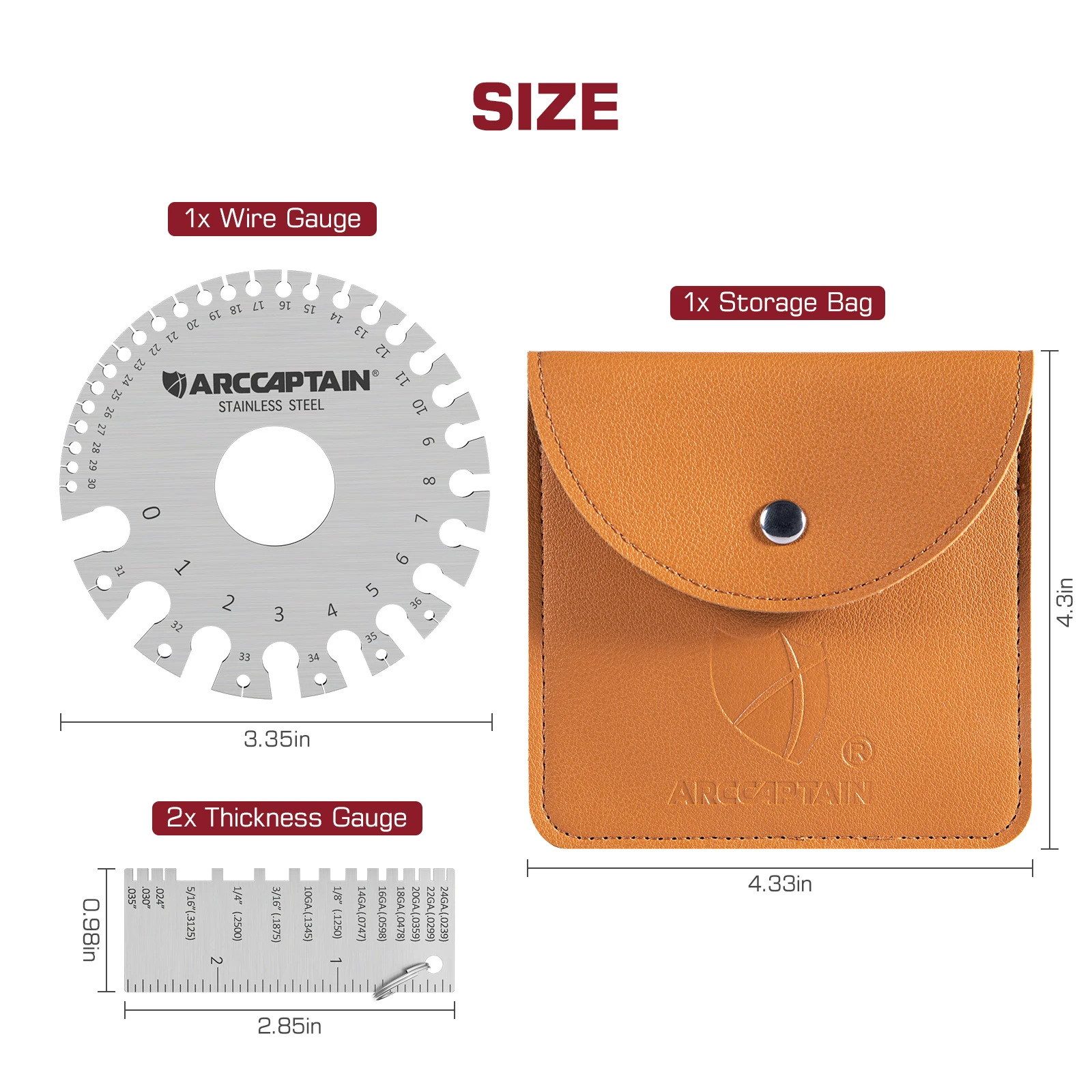 ARCCAPTAIN Wire Gauge Measuring Tool Metal Welding Material Standard Dual-Sided Round Thickness Gauge For MMA TIG MIG CUT