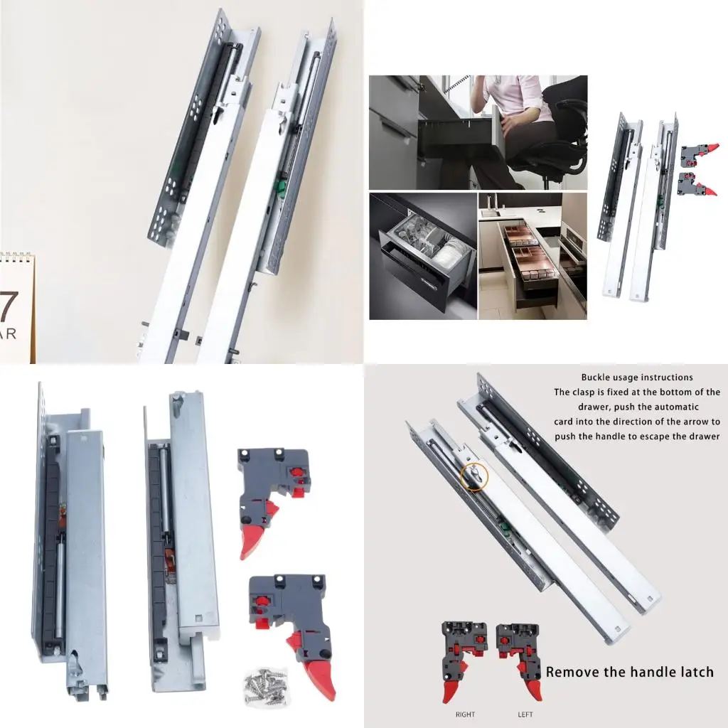 Pair Undermount Drawer Slides Soft Close Full Extension Runner for Kitchen Use high quality