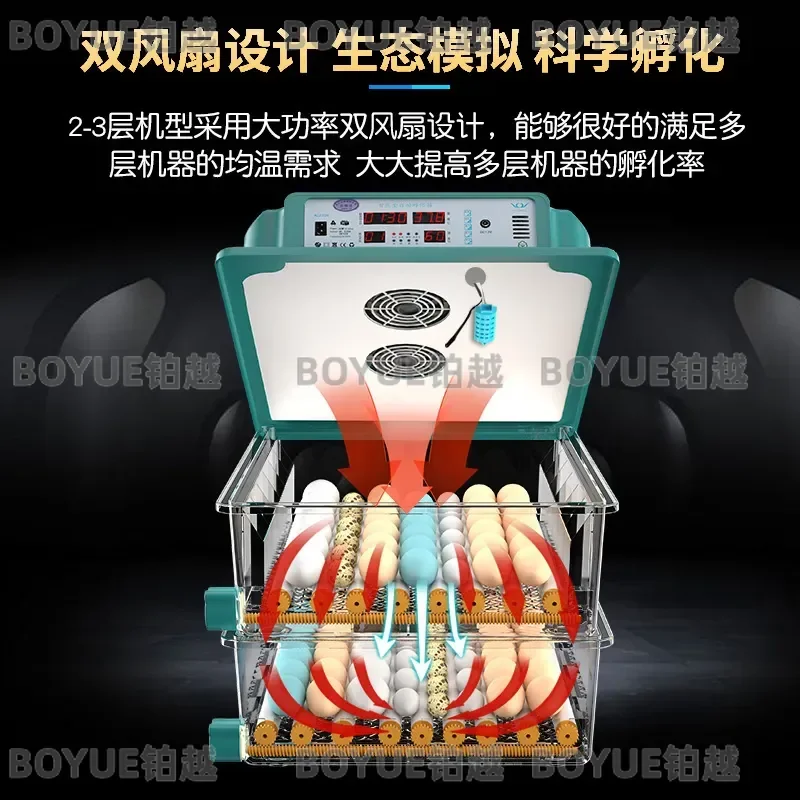 Smart Automatic Egg Incubator for Chicken Duck Goose Pigeon Quail Small Household Hatcher Machine Digital Temperature Control