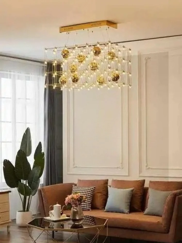 Modern minimalist luxurious living room pendant light dining room creative rectangular firefly pendant light