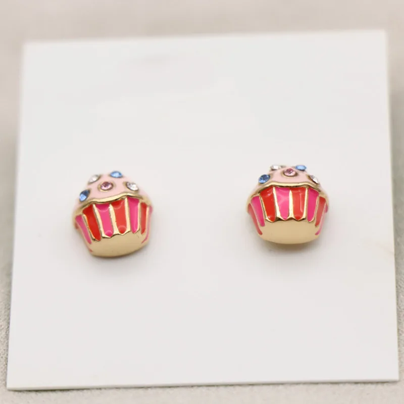 

Europe and the United States color zirconia enamel glaze cake pattern earrings diamond jewelry ladies