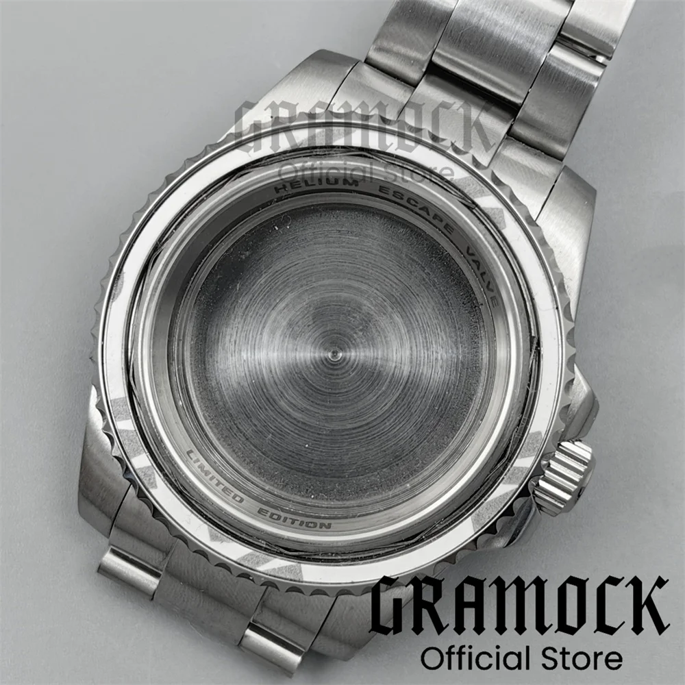 GRAMOCK NH35 40mm SEA Case Steel Diving Watch Case Glide Lock Clasp 100M Waterproof Fit NH34 NH35 NH36 NH38 ETA2824 Movement