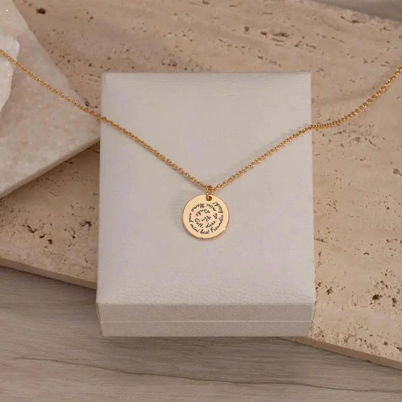 Customized Stainless Steel Rotating Text Circular Necklace Personalized Gift for Friends And Family for Holidays Or Birthdays