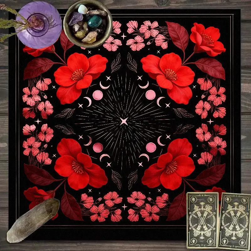 VIKAMA blue sacred geometry metatron cube grid witchcraft altar cloth divination board mat spiritual altar decor