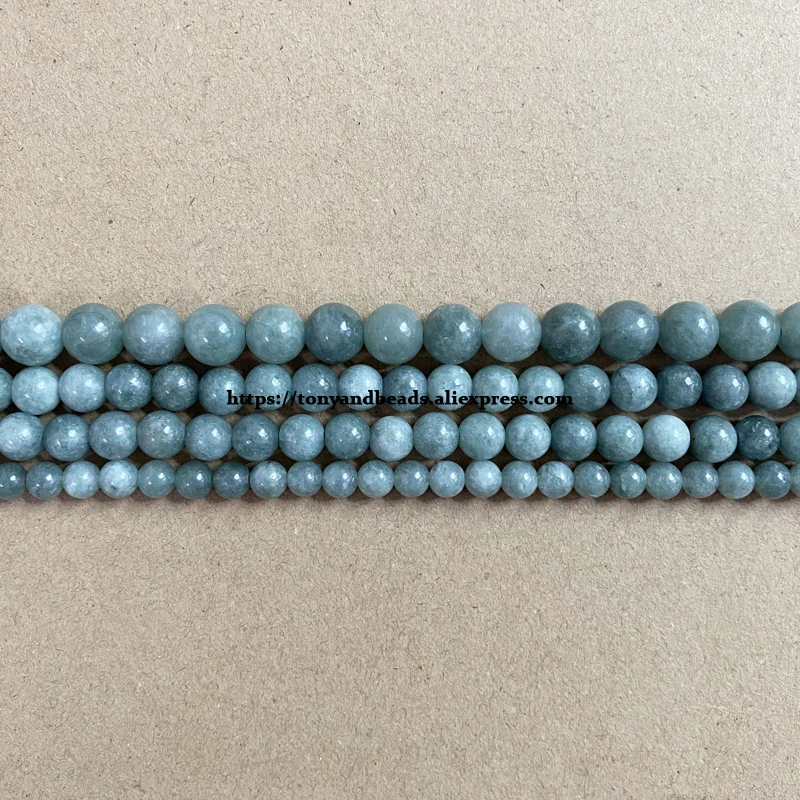 Natural A Quality Grey Green Color Jade Stone Round Loose Beads 6 8 10MM Pick Size For Jewelry Making DIY