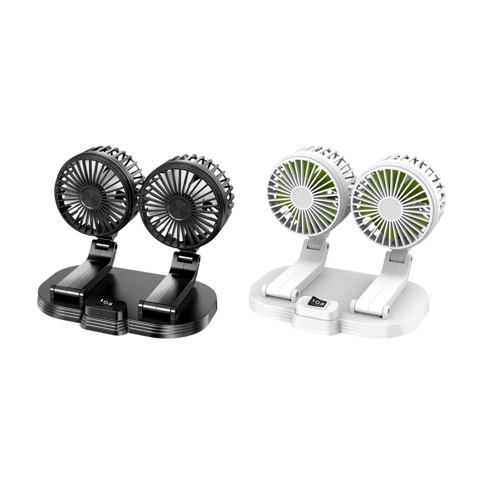 Car Fan Dual Head Devices Low Noise Multi Use Lightweight 1.3M Cord Auto Cooling Fan for Table Vehicle Home Summer SUV