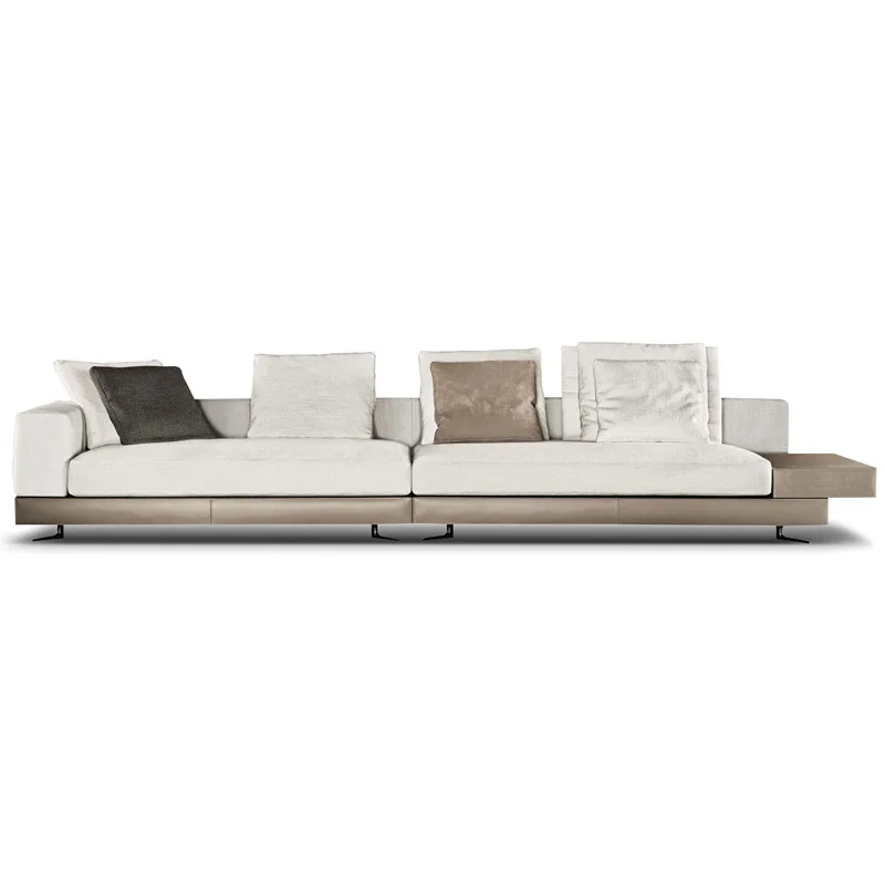 Italian White Sofa Living Room Household Cotton and Linen Fabric Sofa Combination Light Luxury Home