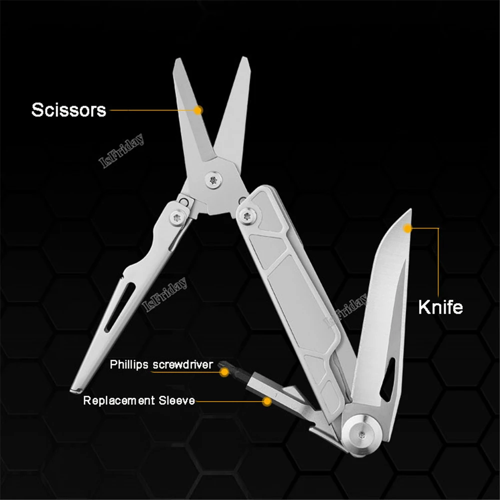 2 in 1 Multifunction Scissors EDC Utility Knife Outdoor Camping Portable Pocket Dolding Knife Stainless Steel Scissors