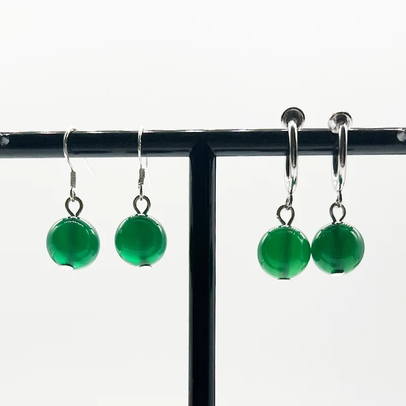 Game Peripheral Fearless Contract Earrings VALORANT Xian Zhe Same Green Agate Stud Dangle Earrings Cosplay Jewelry Accessories