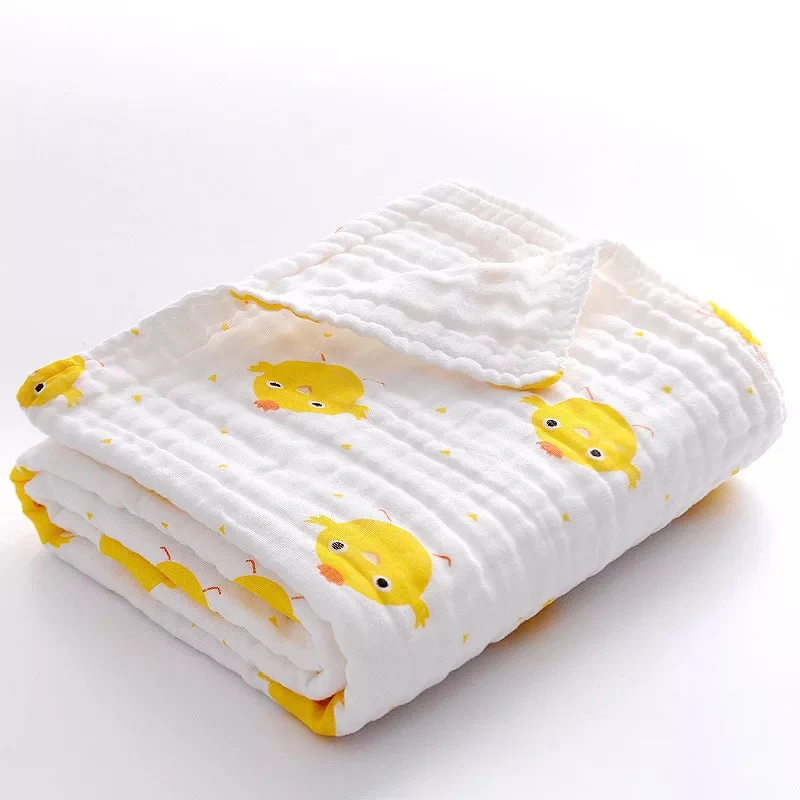 Kids muslin cotton sleeping blanket bath towel 110x110cm strong water absorption 4 layers baby breathable bedding muslin blanket