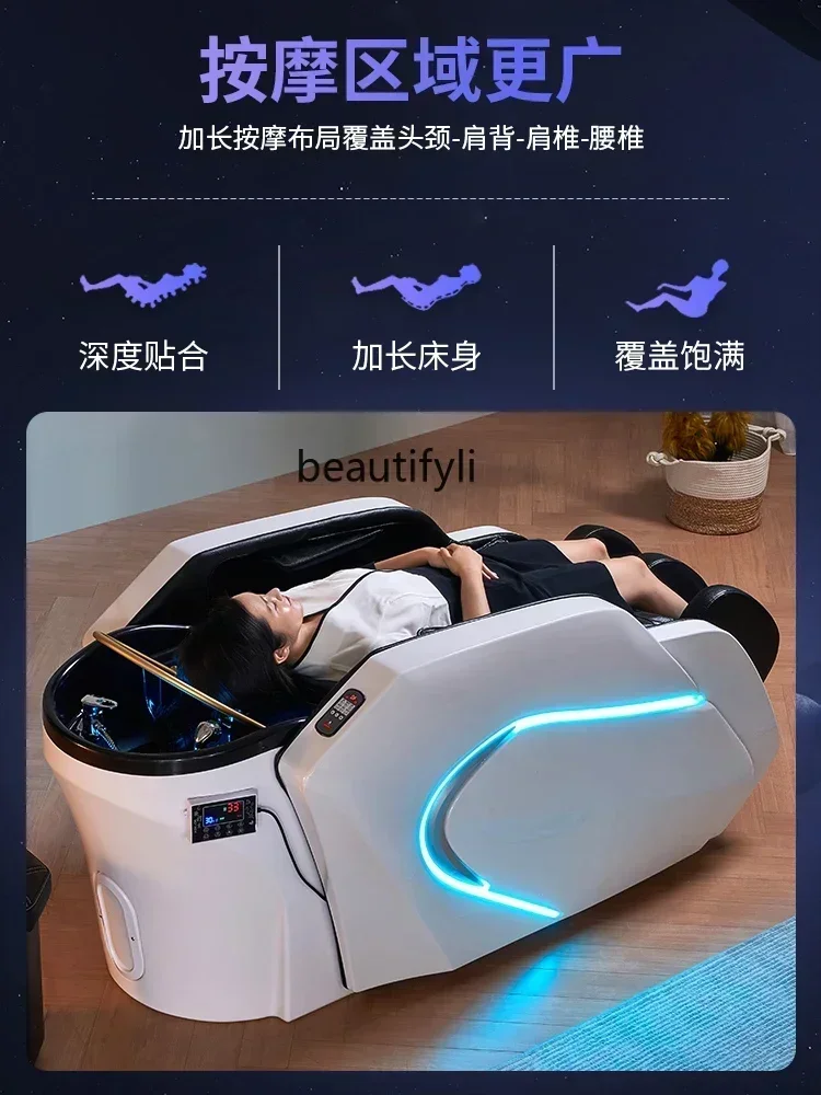 Cama de shampoo de massagem inteligente elétrica automática, barbeiro, cama de terapia de cabeça de circulação de água tailandesa