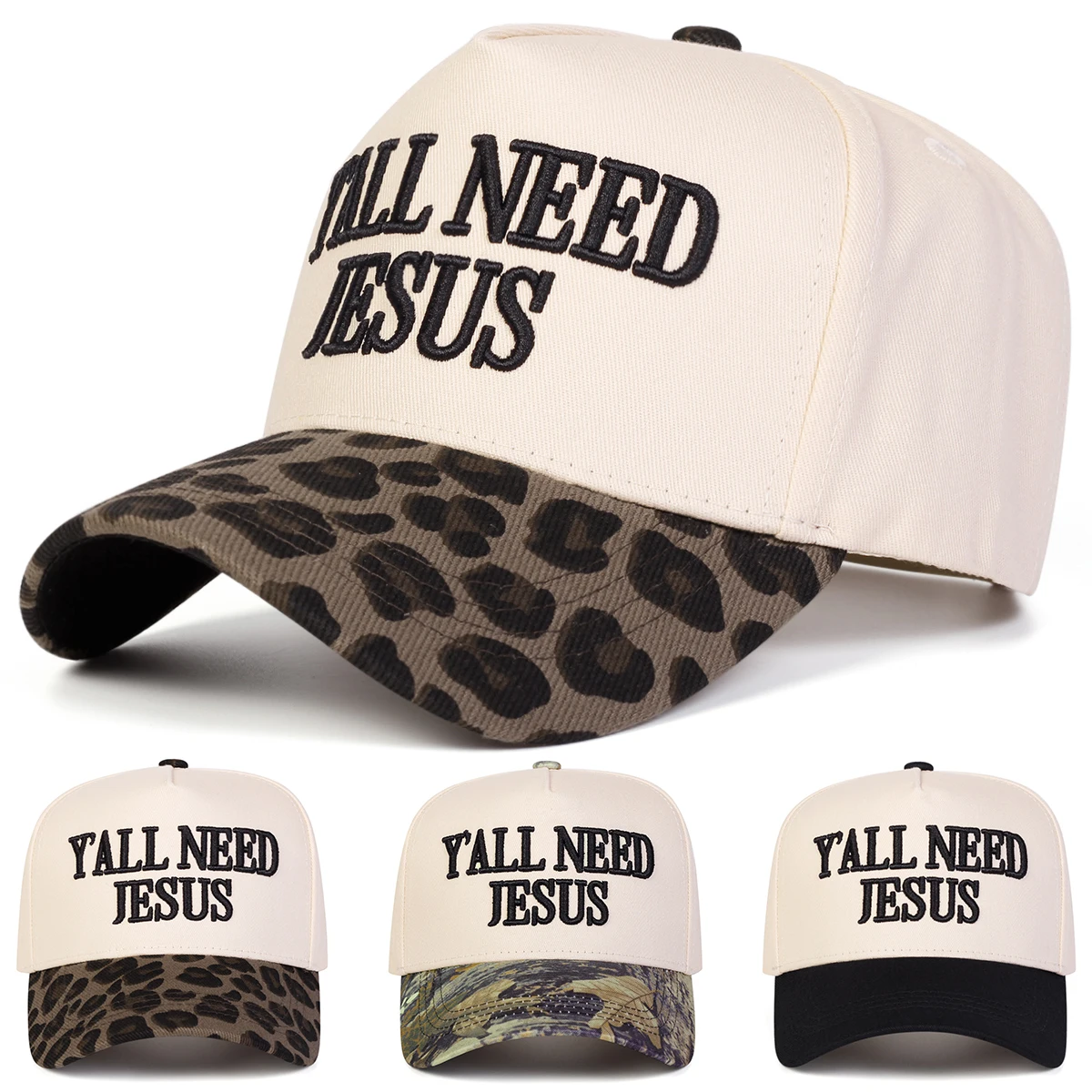 Unisex Y'ALL NEED JESUS Embroidery Baseball Caps Spring Autumn Outdoor Adjustable Casual Hats Sunscreen Hat Sports Cap