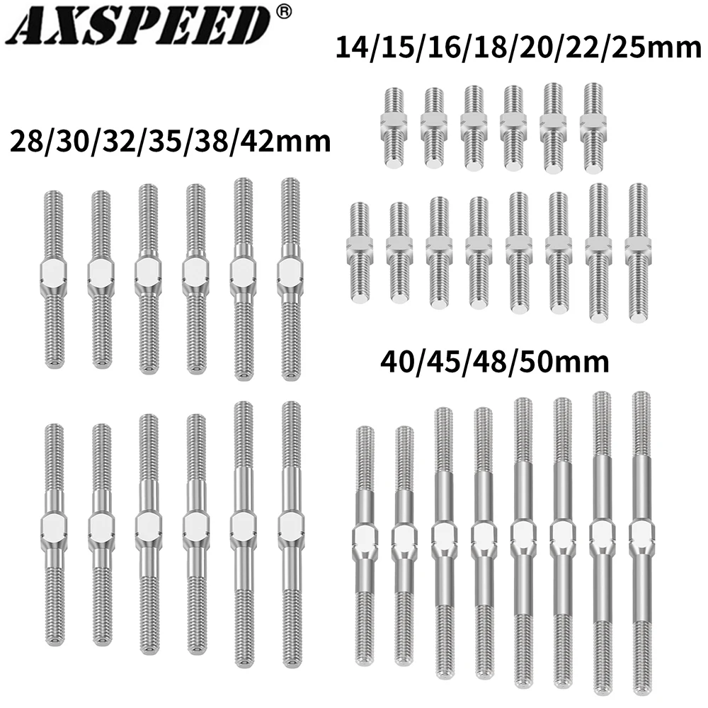 AXSPEED 1Pair Titanium Alloy M3 Double End Thread Rod Stud Bolt Left and Right Thread Dual Head Threaded Bar 14-50mm