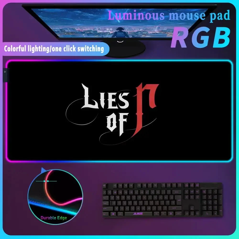 Hot L_lies of P_p Mouse Pad RGB Game Mousepad Durable Keyboard Mouse Mat Luminous Desk Mat Laptop Desk Pad Kawaii Cute Mice Pad