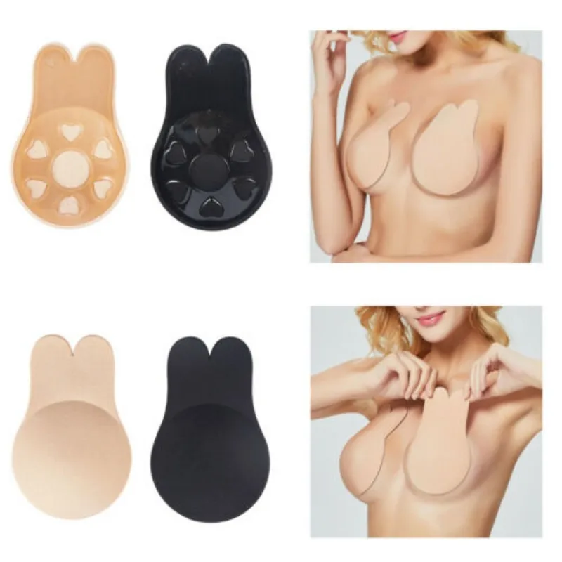 S-XXL Summer Push Up Bra Self Adhesive Silicone Strapless Invisible Reusable Sticky Breast Lift Tape Rabbit Nipple Cover Bra Pad