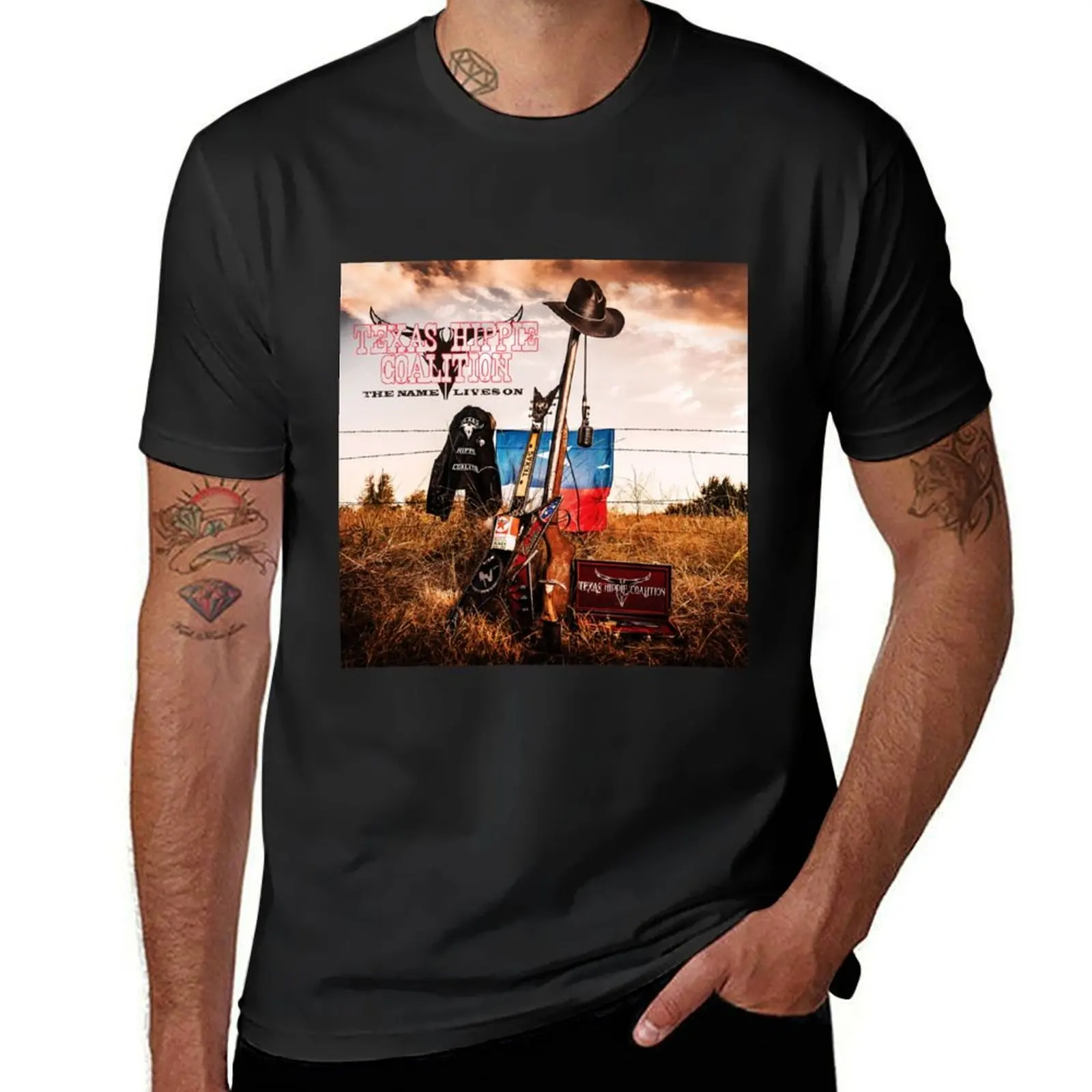 The Name Lives On Texas Hippie Coalition T-Shirt vintage Aesthetic clothing mens cotton t shirts