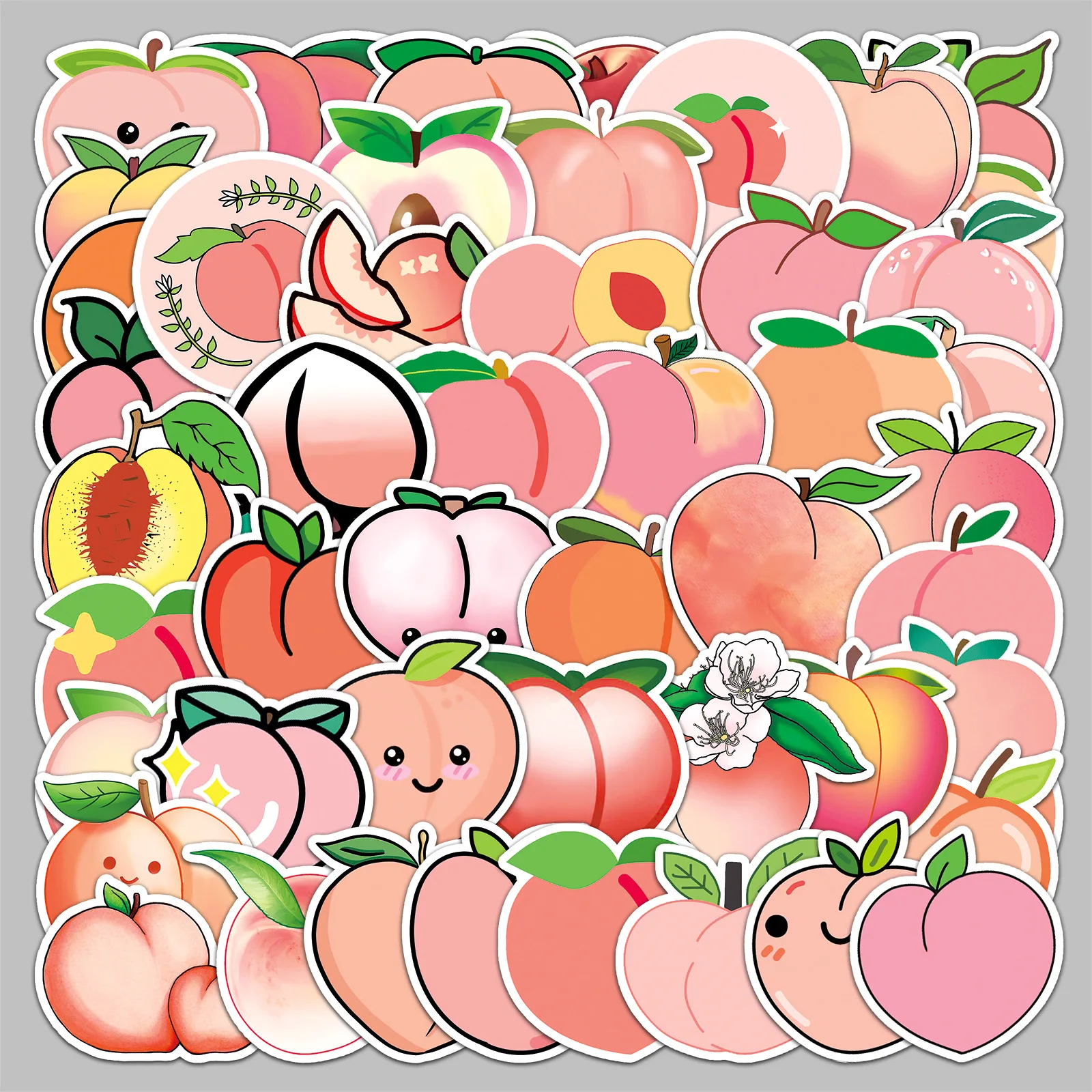 

50pcs Cartoon Style Cute Delicious Peach Series Graffiti Stickers Suitable For Helmet Desktop Wall Decoration DIY Stickers