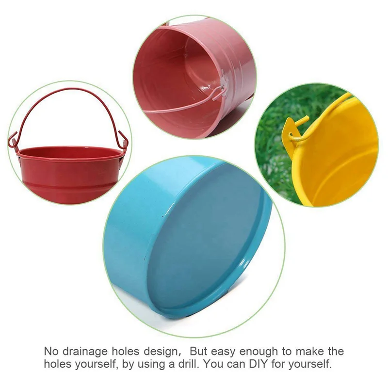 AB46-36Pcs Planter For Flowers Mini Buckets Metal Table Decoration (Random Color)