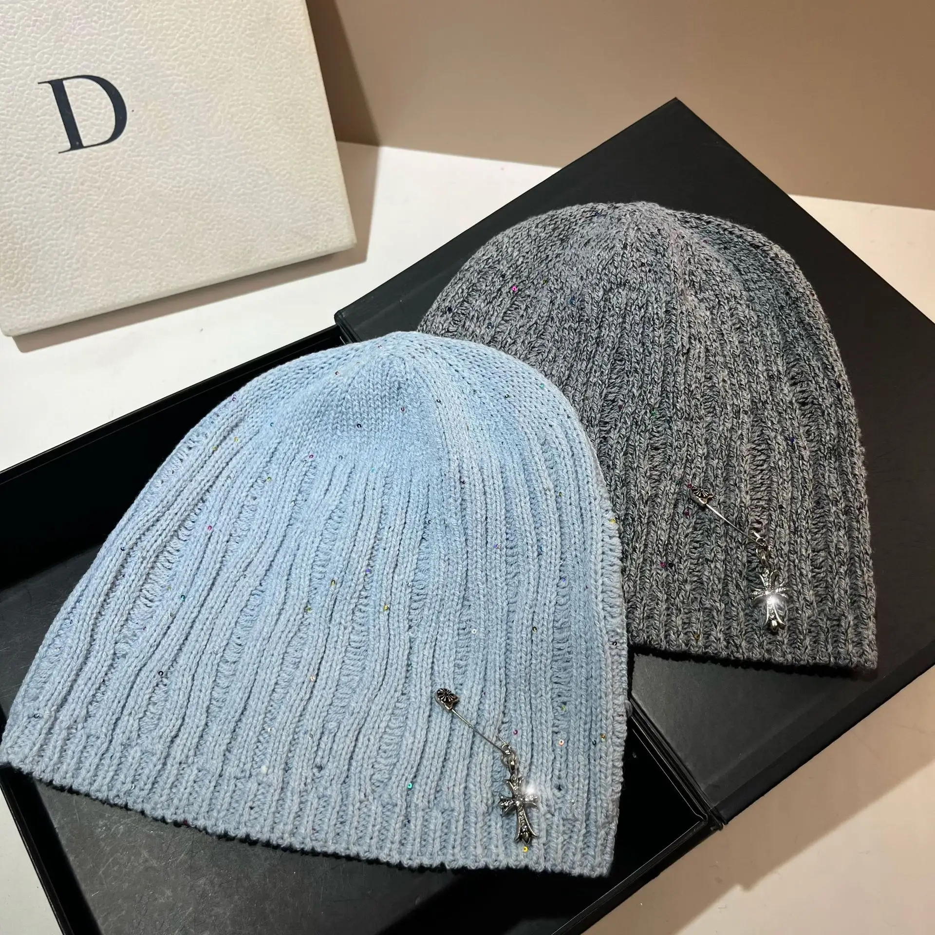 Bonnet à broche scintillante unisexe, chapeau tricoté scintillant Vintage pour femmes et hommes, casquette de fête Hippie pour Festival d'hiver