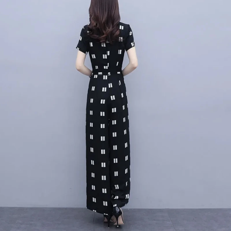 2024 Women's Clothing O-Neck Summer Casual Pants Look Slimmer Wide Leg Jumpsuit Fashionable Jumpsuit Thin Style Fashionable