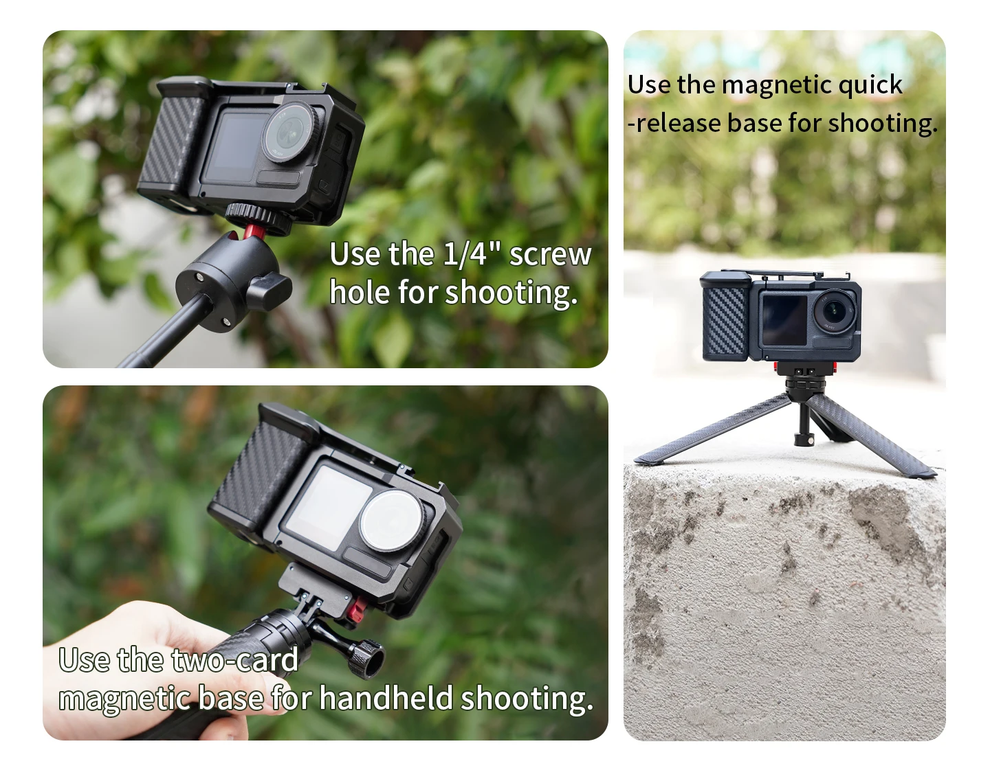 Schnellverschluss-Kamerakäfig-Griff für DJI Action 5 Pro 4 3 Metall-Rutschfester Griff Integrierter Auslöseknopf Straßenfotografie Vlog – Detail 12