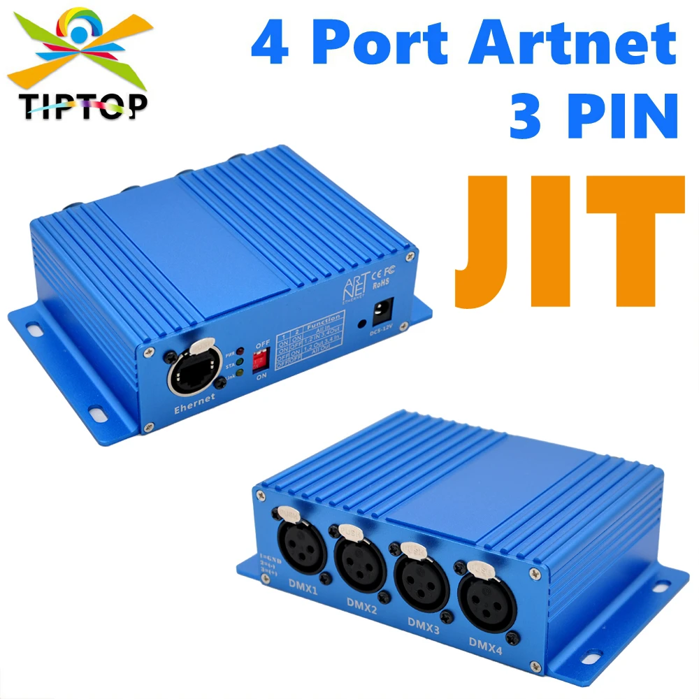 3PIN TIPTOP Bi-directional ArtNet DMX Ethernet Lighting Controller Interface 4 universe 2048 Channels RJ45 Socket Art Net TP-D16