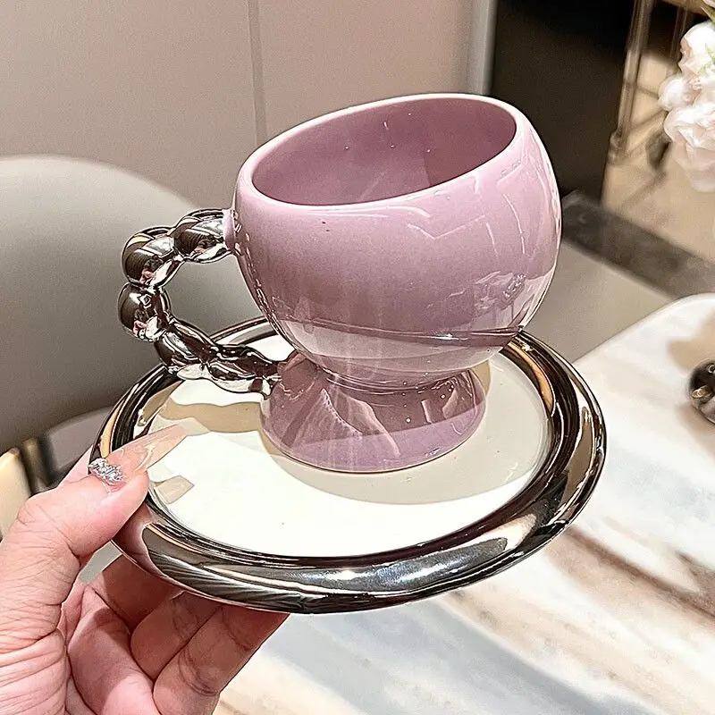 Fine Ceramic Coffee Cup Saucer Bow Mug English Afternoon Tea Tableware Ceramic Latte Coffee Cup Saucer Breakfast Mug Gifts 160ml