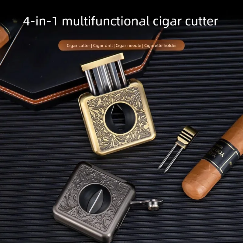 

Mini cigar cutter, stainless steel cigarette cutter, cigarette holder, needle, drill, multi-functional creative product.
