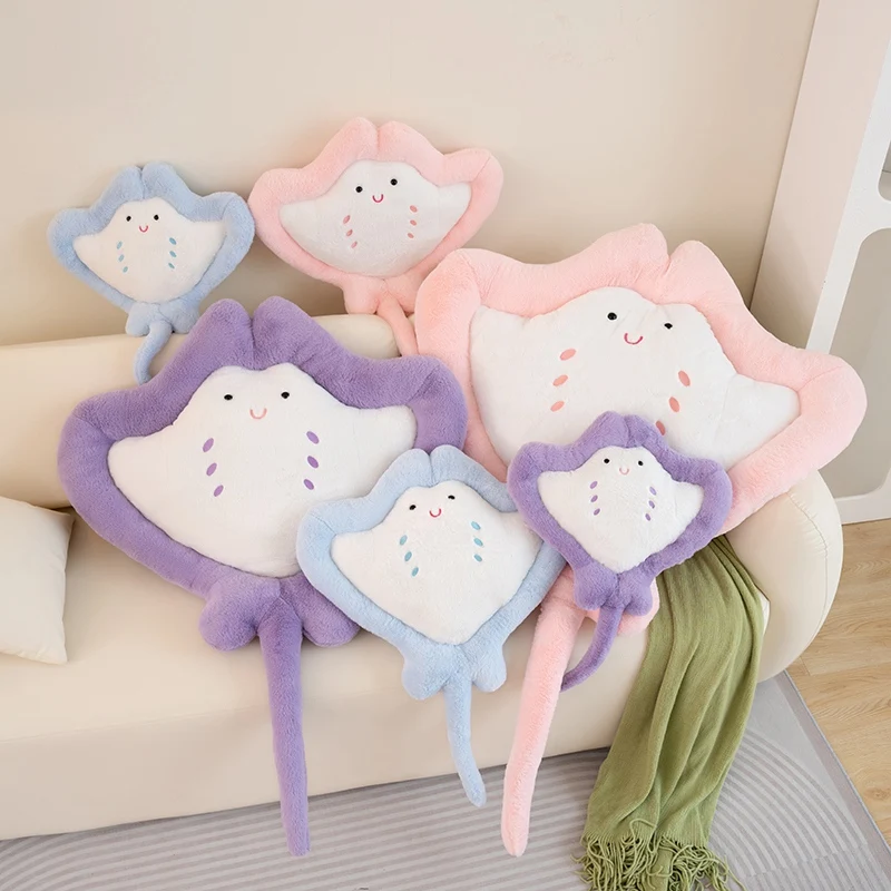 Realistico simpatico cartone animato Manta Ray peluche morbido farcito animali marini di grandi dimensioni pesce volante cuscino placare bambola per i regali dei bambini