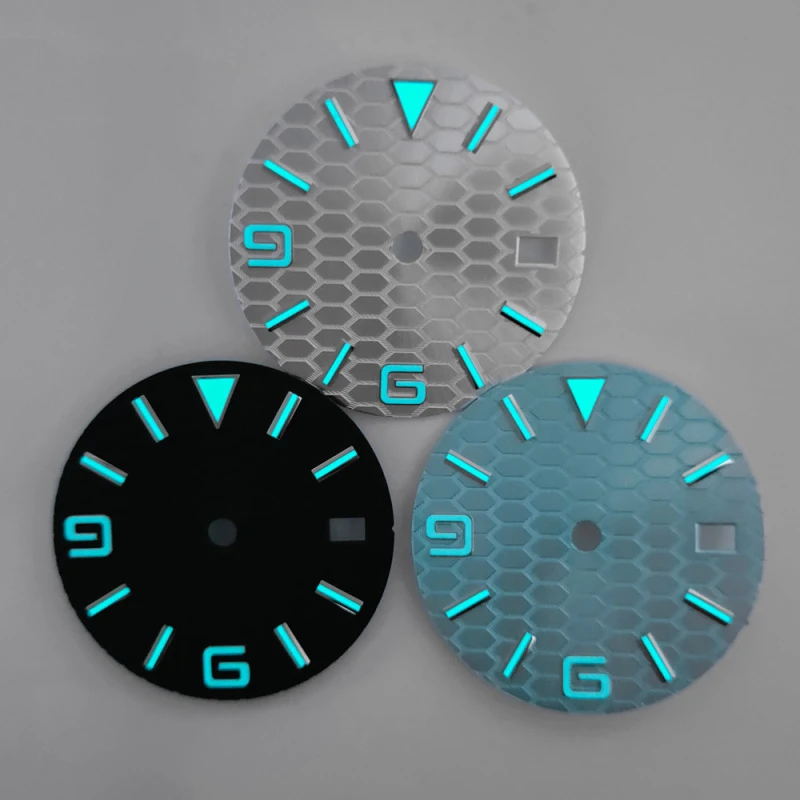 Trendy Exquisite 29mm Black Blue White Sterile Watch Dial Suitable NH35 Movement Watch Modification Accessories With Calendar