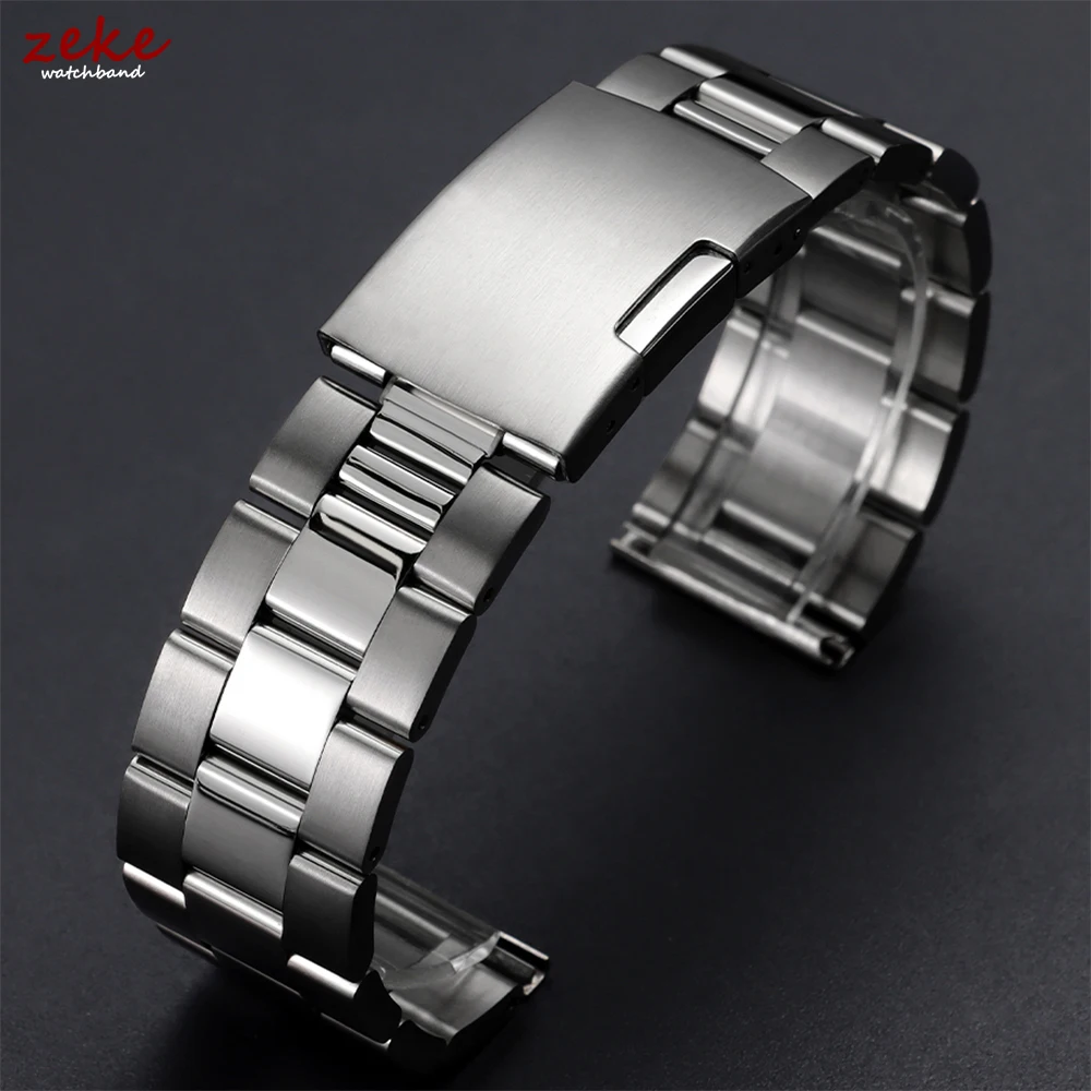 Bracelet de montre en acier inoxydable massif pour Seiko, bracelet de montre de luxe à boucle pliante, 18/20/22mm, bracelet de montre de sport de plongée pour hommes