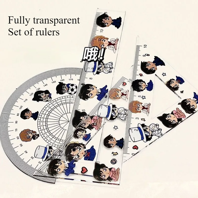 Detective Conan Conan Edogawa anime peripheral cartoon Q version printed protractor set ruler student special stationery gift
