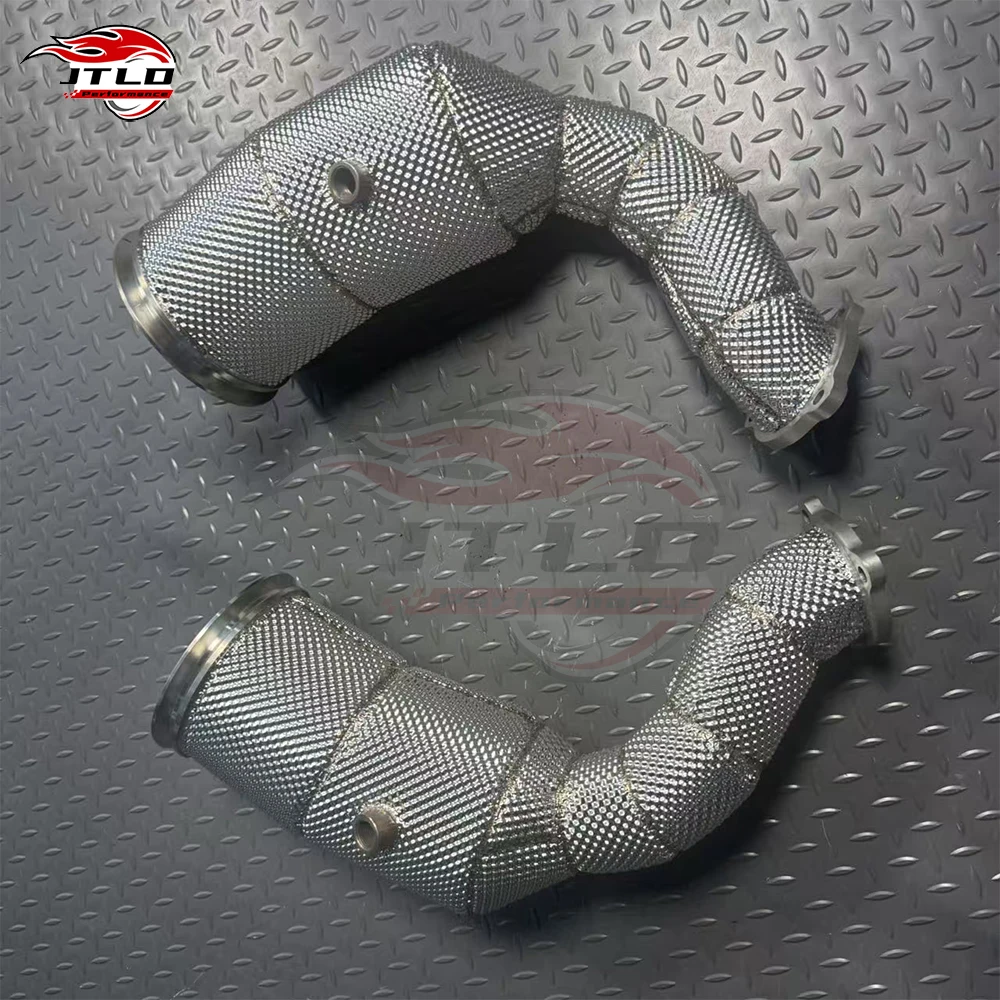 For Porsche Cayenne 2.9T Turbo Downpipe High Flow Replacement Heat Wrapped T304 Stainless