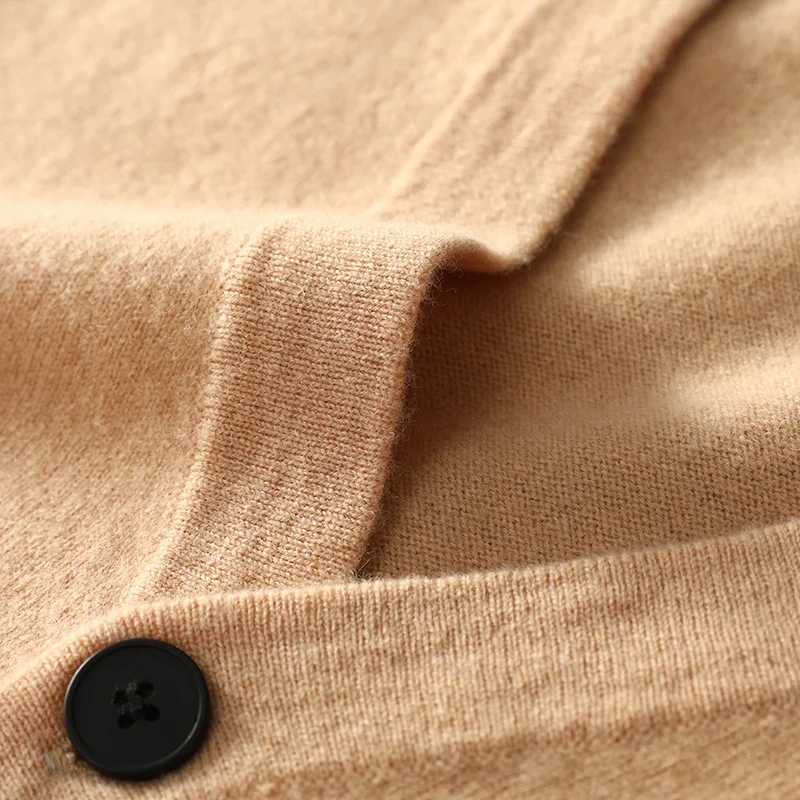 Men's Sweater Pure Wool Cardigan V-Neck Autumn And Winter New Color Blocked Loose Button Jacket Casual Business Men's Knittedtop