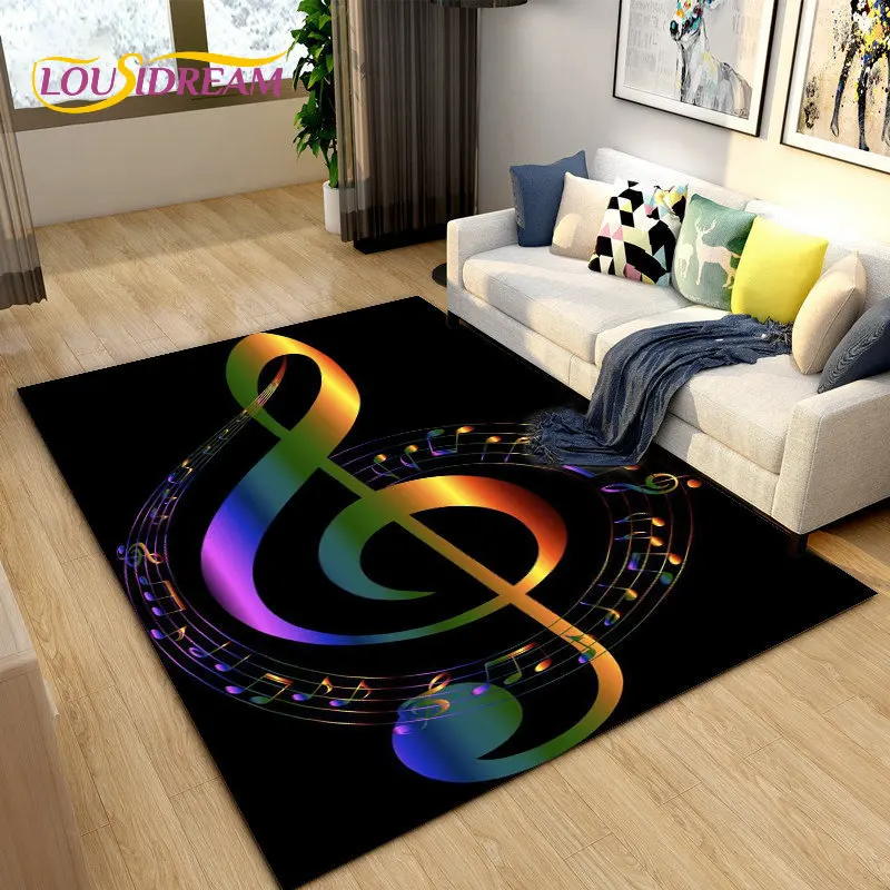 3D Creative Music Notes พรมขนาดใหญ่พรมพรมสำหรับห้องรับแขกห้องนอนโซฟา,ครัวห้องน้ำพรมเช็ดเท้า Non-Slip Mat ของขวัญ
