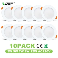 10 pçs/lote led downlight 220v luz do ponto 3w 5 7 9 12 recesso led teto lâmpada ponto branco quente frio iluminação para casa