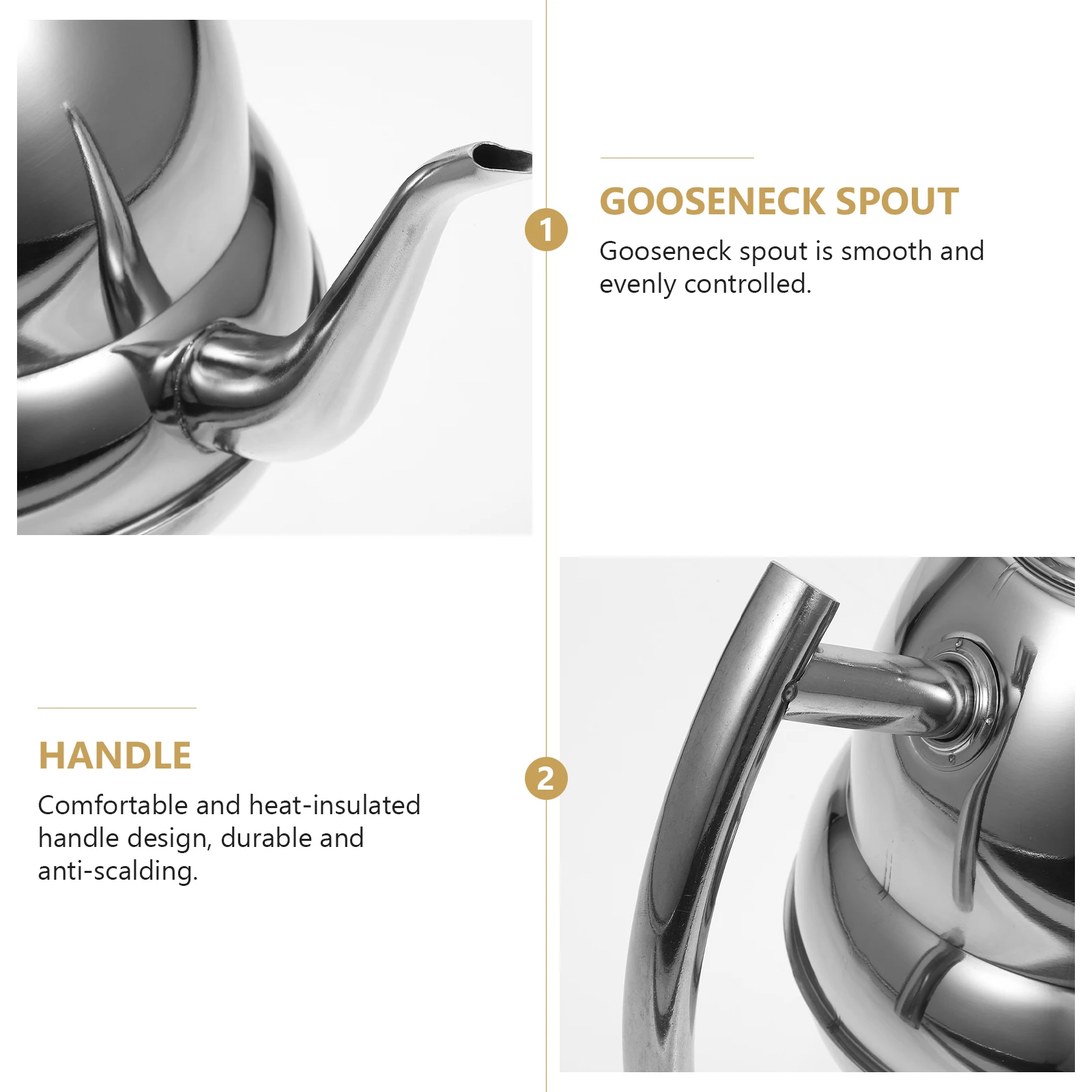 

1pc Stainless Steel Water Kettle Heat Resistant Teakettle For Home Office Induction Gas Stove Portable Boiling Pot With