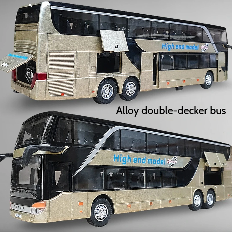 مثيرة للاهتمام 1/30 سبيكة كبيرة ذات طابقين حافلة محاكاة نموذج حافلة رائعة حافلة الديكور جمع هدية عيد ميلاد الصبي #2