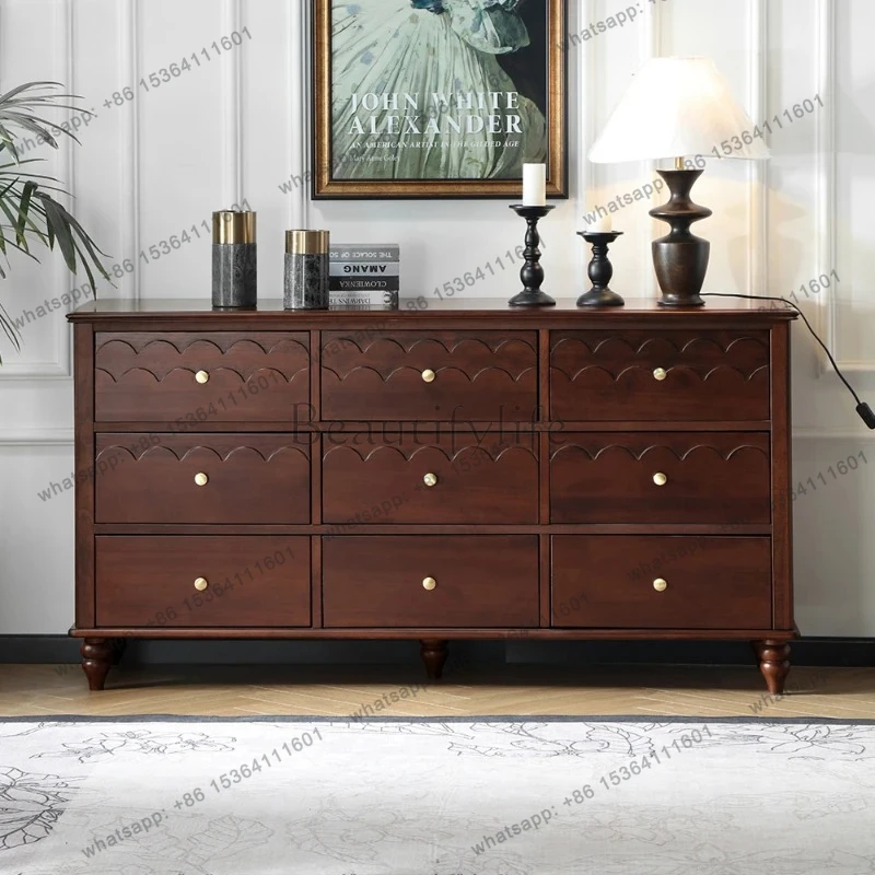 retro solid wood nine bucket room locker living room 9 solid wood drawer