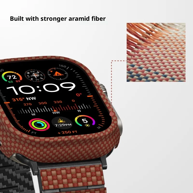 حافظة بمقبض PITAKA Kevlar 600D Sunset Moon Rise لساعة Ultra2/S11/10/9 حافظة واقية خفيفة الوزن مضادة للسقوط 42/46/49 مللي متر