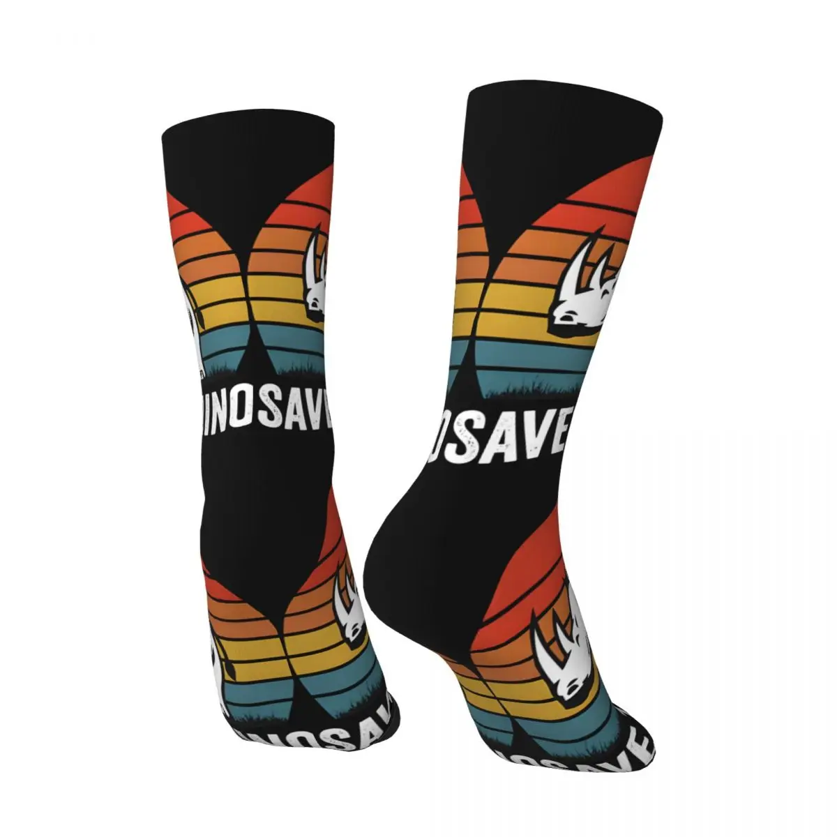 Retro Bandwagon Men's compression Socks Unisex Rhino Street Style Pattern Printed Novelty Crew Sock