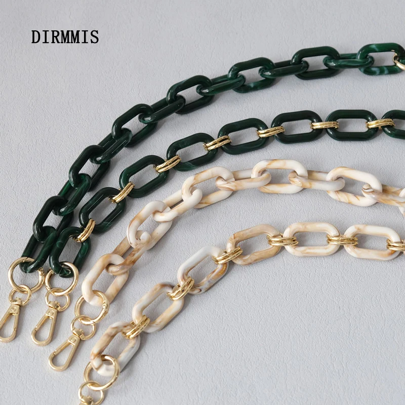 

New Fashion Woman Bag Strap Accessory Detachable Replacement Chain Beige Green Acrylic Luxury Strap Women Shoulder Handle Chains