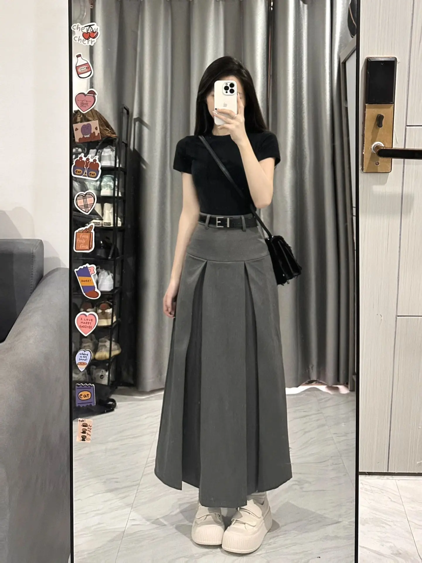 

High Waist A-Line Skirt for Pear aped Women Thin Thin Summer Thin Thin Long Skirt Suit Pleated Skirt Thin Thin High Waist