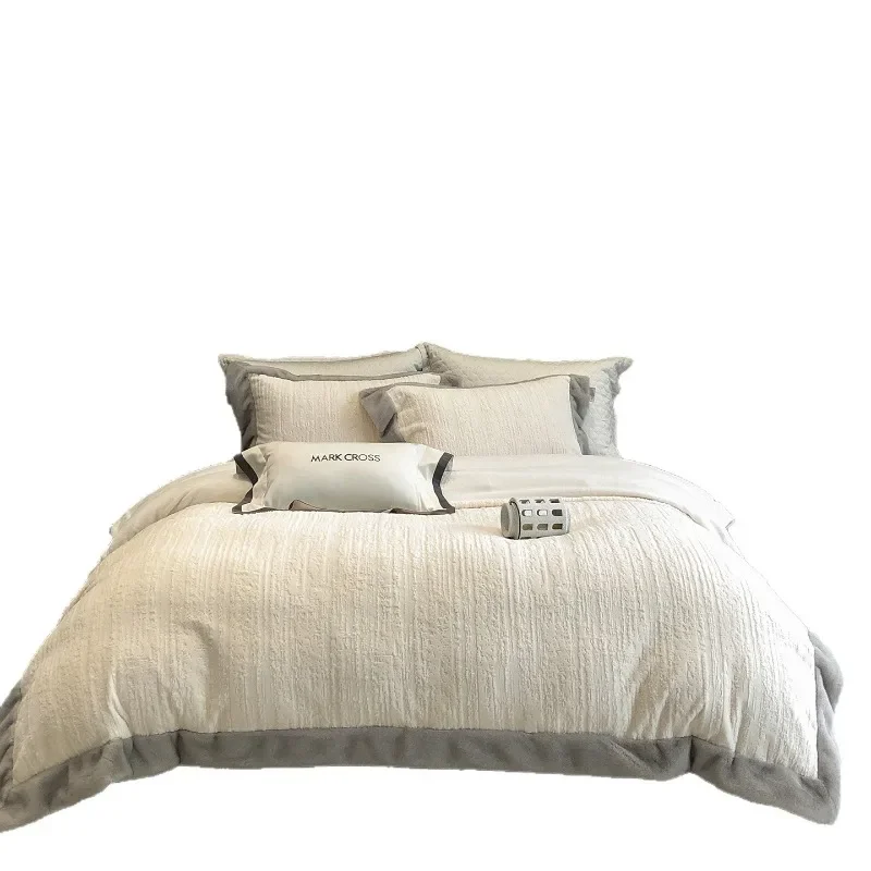 Light luxury bear extreme velvet thickened four-piece set of high-end mink velvet to keep warm in winter