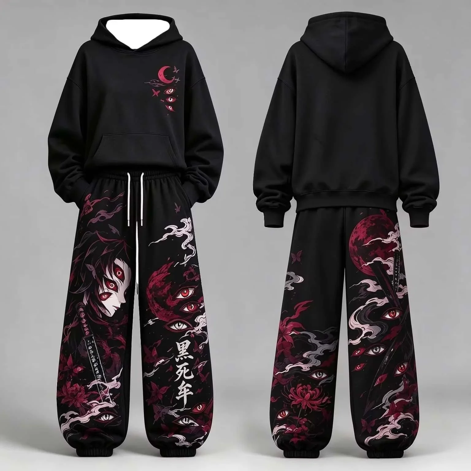 Autumn New Product: Demon Slayer Anime Character Hoodie Sportswear Fashion Street Printed Two Piece Set for Both Men and Women