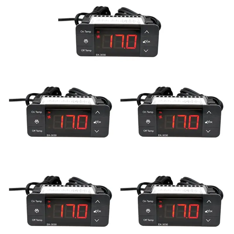 5X EK-3030 Digital Temperature Controller 220V Thermostat Sensor Refrigeration Defrost Thermostat-AT64