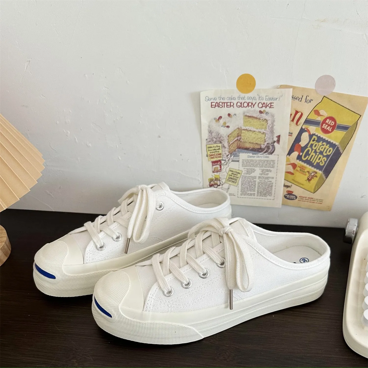 

Женские сандалии без шнуровки Canvas oes Thi Bot на плоской подошве с круглым носком, корейская летняя обувь Faion